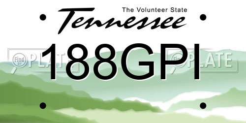 188GPI Tennessee License Plate