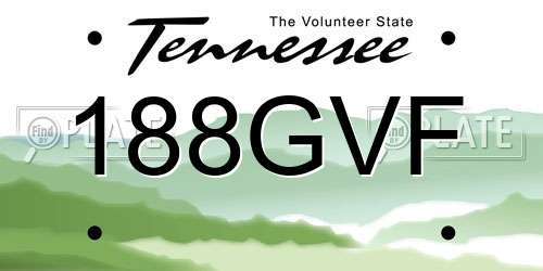 188GVF Tennessee License Plate