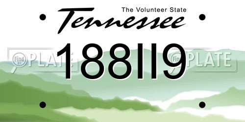 188II9 Tennessee License Plate