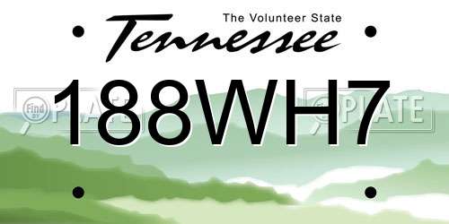 188WH7 Tennessee License Plate