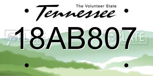 18AB807 Tennessee License Plate
