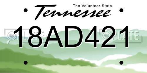 18AD421 Tennessee License Plate