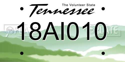 18AI010 Tennessee License Plate