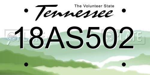 18AS502 Tennessee License Plate