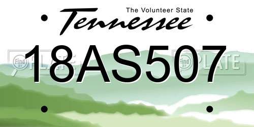 18AS507 Tennessee License Plate