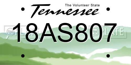 18AS807 Tennessee License Plate