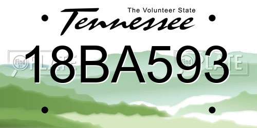 18BA593 Tennessee License Plate