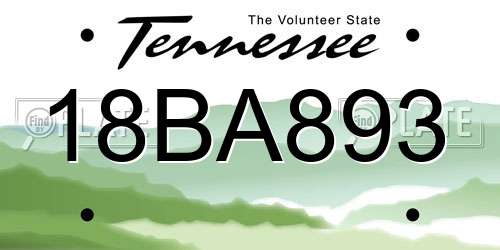 18BA893 Tennessee License Plate
