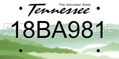 18BA981 Tennessee License Plate