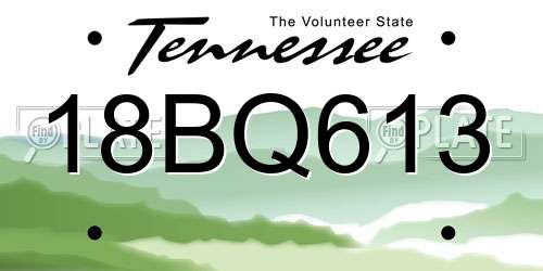 18BQ613 Tennessee License Plate