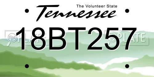 18BT257 Tennessee License Plate