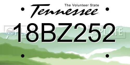 18BZ252 Tennessee License Plate