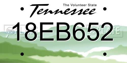 18EB652 Tennessee License Plate
