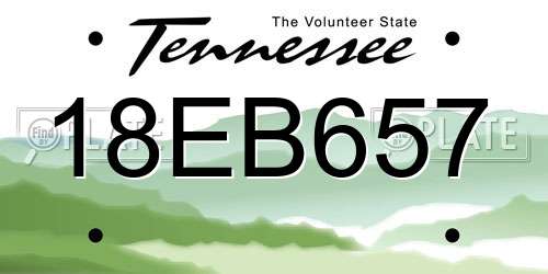 18EB657 Tennessee License Plate
