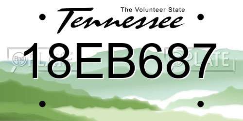 18EB687 Tennessee License Plate