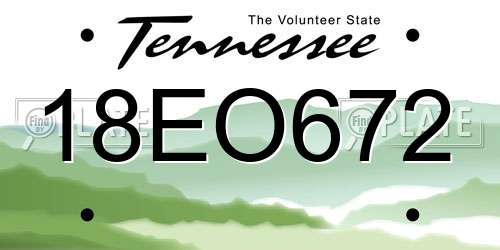 18EO672 Tennessee License Plate