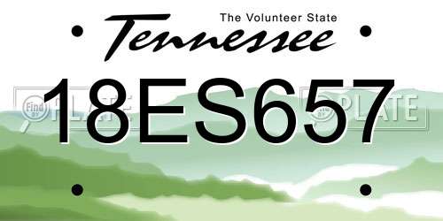 18ES657 Tennessee License Plate