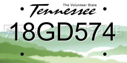 18GD574 Tennessee License Plate