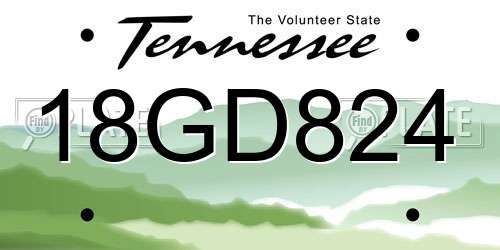 18GD824 Tennessee License Plate