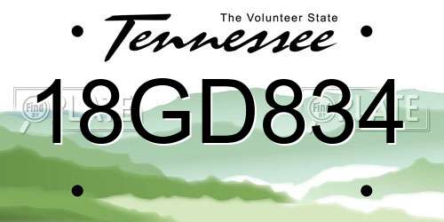 18GD834 Tennessee License Plate