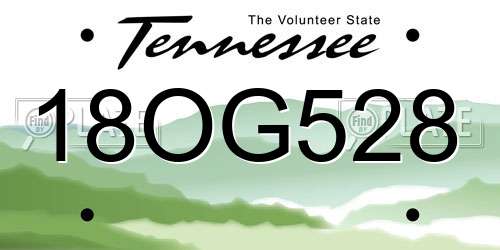 18OG528 Tennessee License Plate
