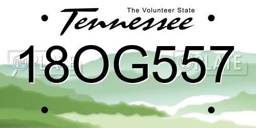 18OG557 Tennessee License Plate