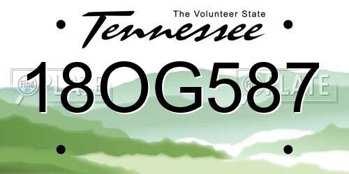 18OG587 Tennessee License Plate