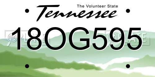 18OG595 Tennessee License Plate