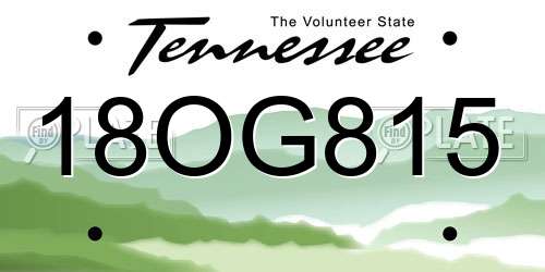 18OG815 Tennessee License Plate