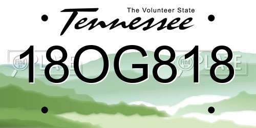 18OG818 Tennessee License Plate