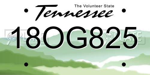 18OG825 Tennessee License Plate