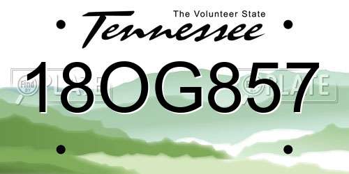 18OG857 Tennessee License Plate