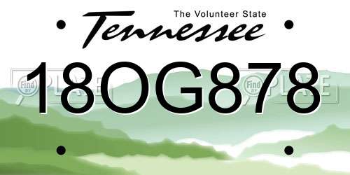 18OG878 Tennessee License Plate