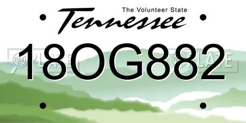 18OG882 Tennessee License Plate