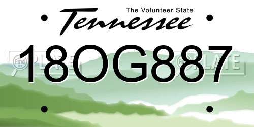 18OG887 Tennessee License Plate