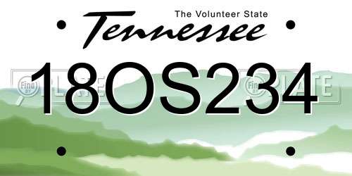 18OS234 Tennessee License Plate
