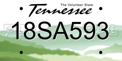 18SA593 Tennessee License Plate