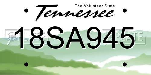 18SA945 Tennessee License Plate