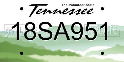 18SA951 Tennessee License Plate