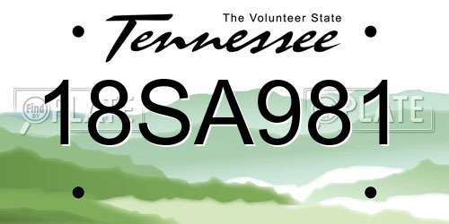 18SA981 Tennessee License Plate