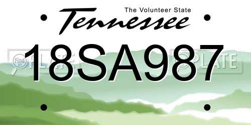 18SA987 Tennessee License Plate