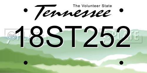 18ST252 Tennessee License Plate