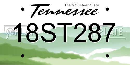 18ST287 Tennessee License Plate