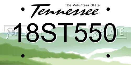 18ST550 Tennessee License Plate