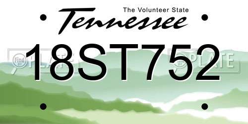 18ST752 Tennessee License Plate