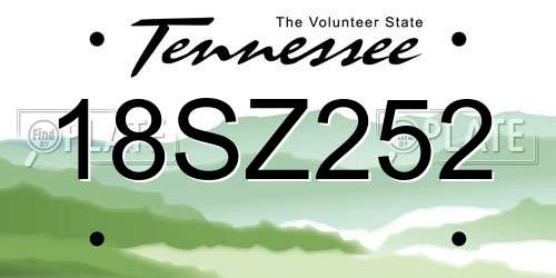 18SZ252 Tennessee License Plate