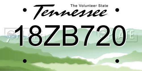 18ZB720 Tennessee License Plate