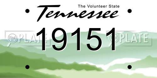 19151 Tennessee License Plate