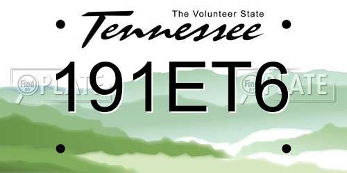 191ET6 Tennessee License Plate