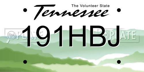 191HBJ Tennessee License Plate